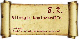 Blistyik Kapisztrán névjegykártya